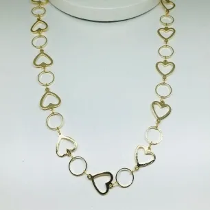 CORRENTE CHOKER CORAÇÃO E ESFÉRICOS INTERCALADOS 