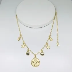 CORRENTE CHOKER MEDALHA ELEMENTOS MARINHOS DCAR