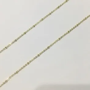 CORRENTE ELO PORTUGUES FININHA COM BOLINHAS DOURADA 50 CM