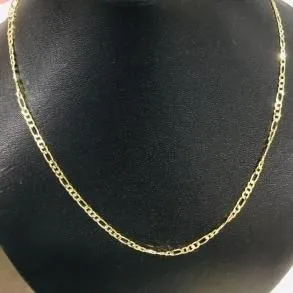 CORRENTE MASCULINA 3MM FÍGARO 3X1 DOURADO 60 CM.