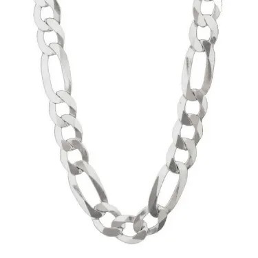 CORRENTE MASCULINA 8MM FÍGARO 3X1 BANHO DE PRATA 60 CM
