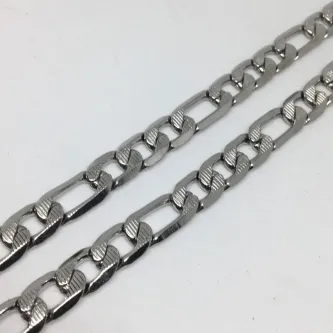 CORRENTE MASCULINA 8MM FÍGARO 3X1 INOX 50 CM