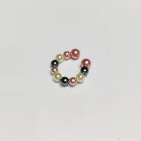 PIERCING FAKE PÉROLA CINZA BRANCO E ROSA