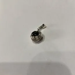 PINGENTE BOLINHA PRETA BANHO DE PRATA