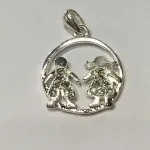 PINGENTE CASAL PEDRA CHECA BANHO DE PRATA