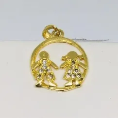 PINGENTE CASAL PEDRA CHECA DOURADO