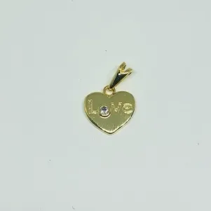 PINGENTE CORAÇÃO LOVE COM PEDRINHA ZIRCÔNIA ADNY