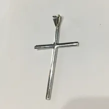 PINGENTE CRUCIFIXO LISO MÉDIO FINO BANHO DE PRATA 3CM X 5CM
