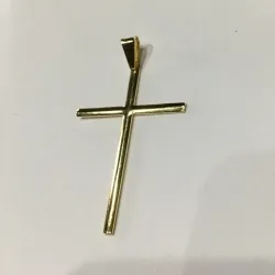 PINGENTE CRUCIFIXO LISO MÉDIO FINO DOURADO 3CM X 5CM