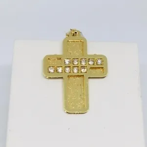 PINGENTE CRUCIFIXO TRABALHADO COM STRASS 2CM X 3CM