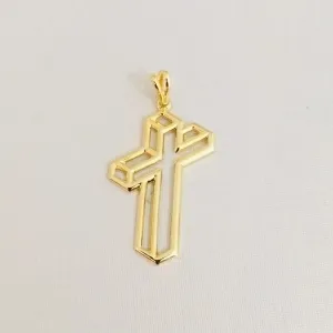 PINGENTE CRUCIFIXO VAZADO 3D DOURADO