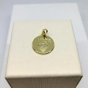 PINGENTE MEDALHA AMOR COM CORAÇÃO LISO PEQUENO DOURADO