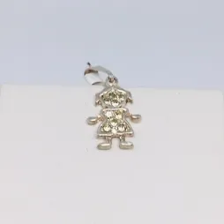 PINGENTE MENINA PEDRA CHECA BANHO DE PRATA