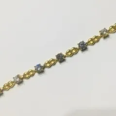 PULSEIRA COM 10 PEDRAS DE ZIRCONIA DOURADA 18 CM