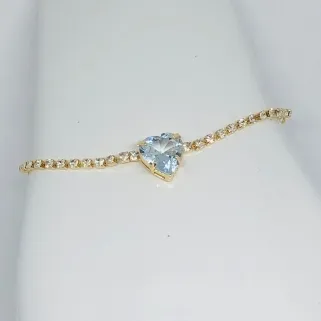 PULSEIRA DE PEDRAS COM CORAÇÃO ZIRCÔNIA GRANDE CENTRO 