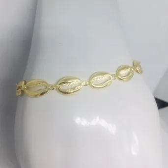 PULSEIRA FEMININA BÚZIOS DOURADA 22 CM
