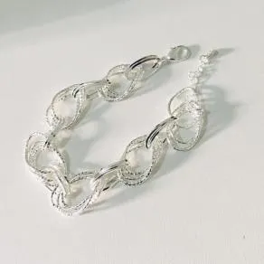 PULSEIRA FEMININA ELO TRIPLO BANHO DE PRATA