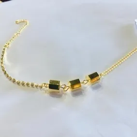 PULSEIRA FEMININA OCÓTGONO E STRASS DOURADA 20 CM