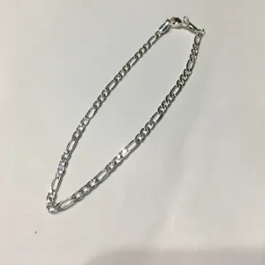 PULSEIRA MASCULINA 3MM FÍGARO 3X1 BANHO DE PRATA 20 CM