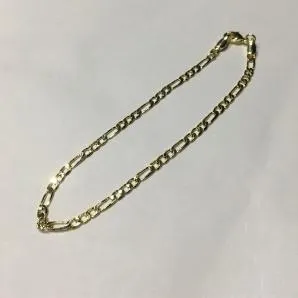 PULSEIRA MASCULINA 3MM FÍGARO 3X1 DOURADA 20 CM