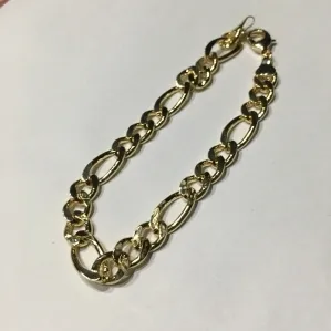 PULSEIRA MASCULINA 8MM FÍGARO 3X1 DOURADA 20 CM