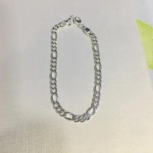 PULSEIRA MASCULINA FÍGARO 4MM BANHO DE PRATA 3X1 