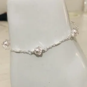 PULSEIRA PÉROLA REPOLHO BANHO DE PRATA