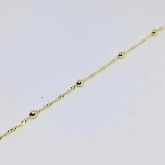 PULSEIRA SINGAPURA COM 5 BOLINHAS BANHO DE PRATA