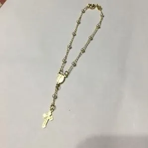 TERÇO PULSEIRA TRADICIONAL DOURADA 20 CM