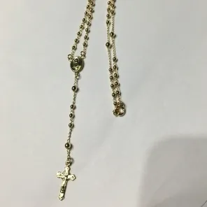 TERÇO TRADICIONAL MEDALHA NOSSA SENHORA DOURADO 60 CM