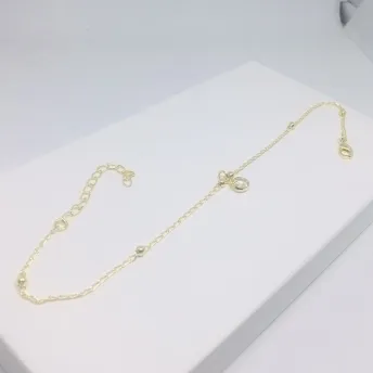 TORNOZELEIRA BOLINHAS COM PEDRA AO CENTRO 25 CM ADNY