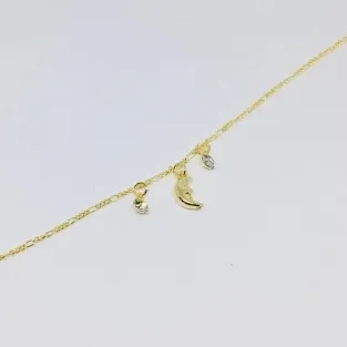 TORNOZELEIRA MEIA-LUA COM PEDRAS DE STRASS ADNY