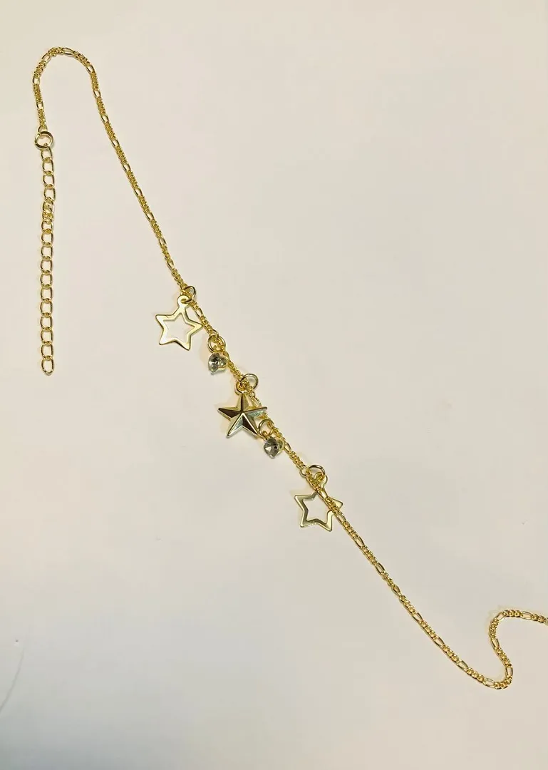 TORNOZELEIRA ESTRELAS INTERCALADAS COM STRASS ADNY