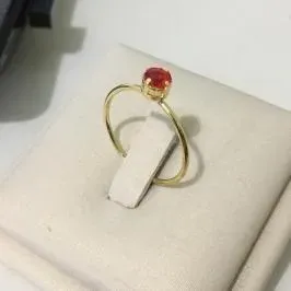 ANEL SOLITÁRIO PEDRA COLORIDA FINO DOURADO