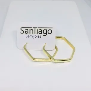 BRINCO ARGOLA HEXÁGONA MÉDIA DOURADO DCAR