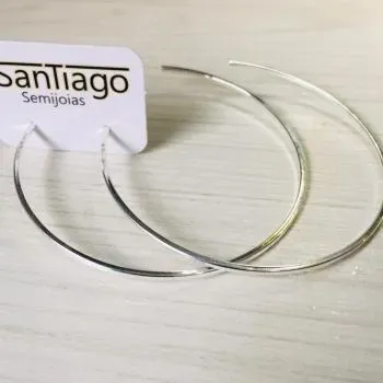 BRINCO ARGOLA TRADICIONAL FINO MÉDIO BANHO DE PRATA