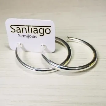 BRINCO ARGOLA TUBO GRANDE BANHO DE PRATA