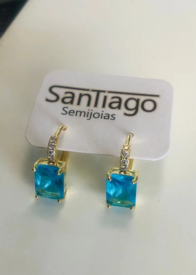 BRINCO ARGOLINHA CLICK QUADRADO AZUL PH