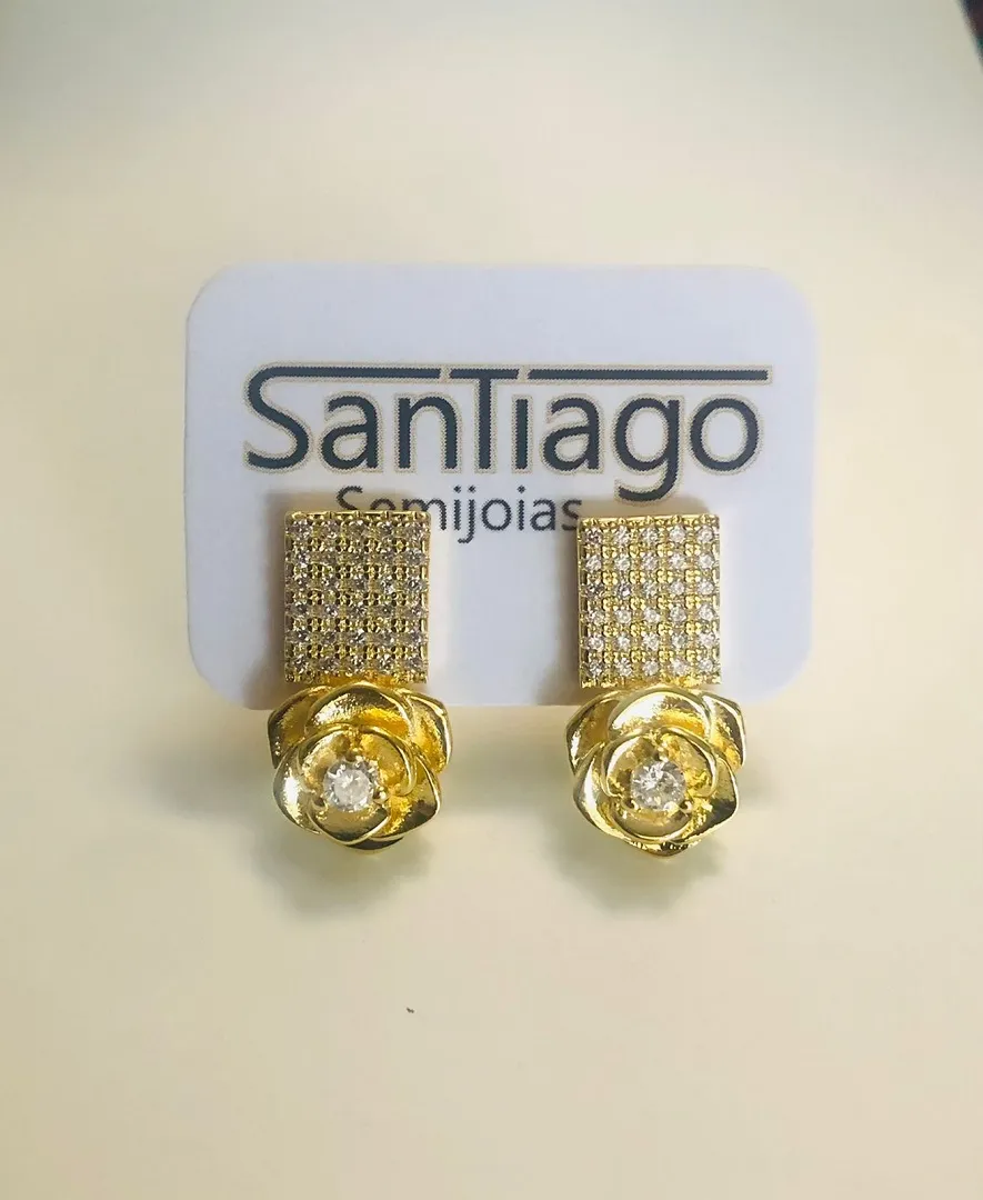 BRINCO FLOR HASTE LARGA MICROZIRCÔNIA PH
