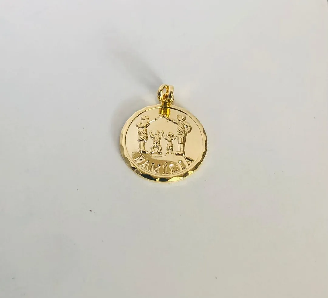 PINGENTE MEDALHA FAMÍLIA LISO PEQUENO DOURADO