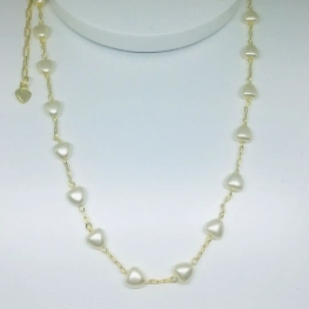 CORRENTE CHOKER PÉROLAS DE CORAÇÃO 40 CM ADNY