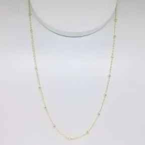CORRENTE CHOKER BOLINHA ESPAÇADA FINA DOURADA 40 CM