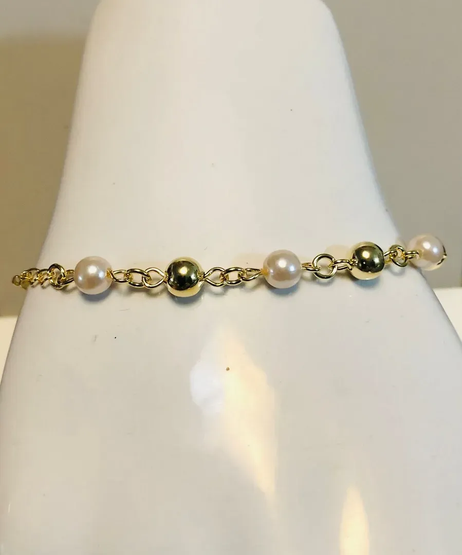 PULSEIRA FEMININA BOLAS E PÉROLAS INTERCALADAS ADNY